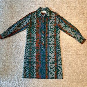 Vintage DEADSTOCK 1970’s Women’s LANVIN Dress Op- Art Retro Tiger Print PARIS